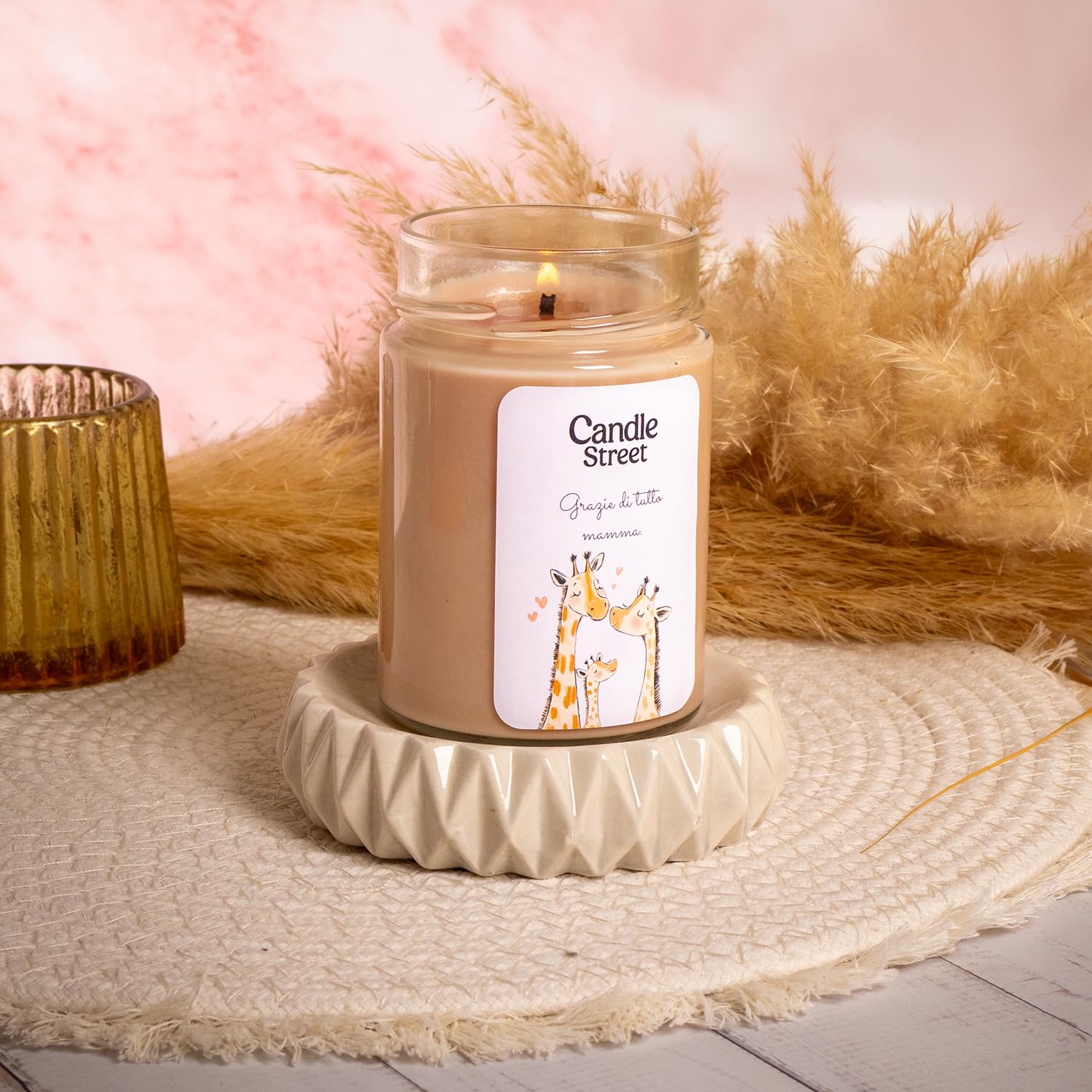 Candle Street | Danke – Danke Mama | Duftkerze | Duftkerze | Vanille, Zimt und Bratapfel | 500 g | Lange Brenndauer 100 h | Handarbeit, vegan, Made in Italy | Geschenkidee Relax