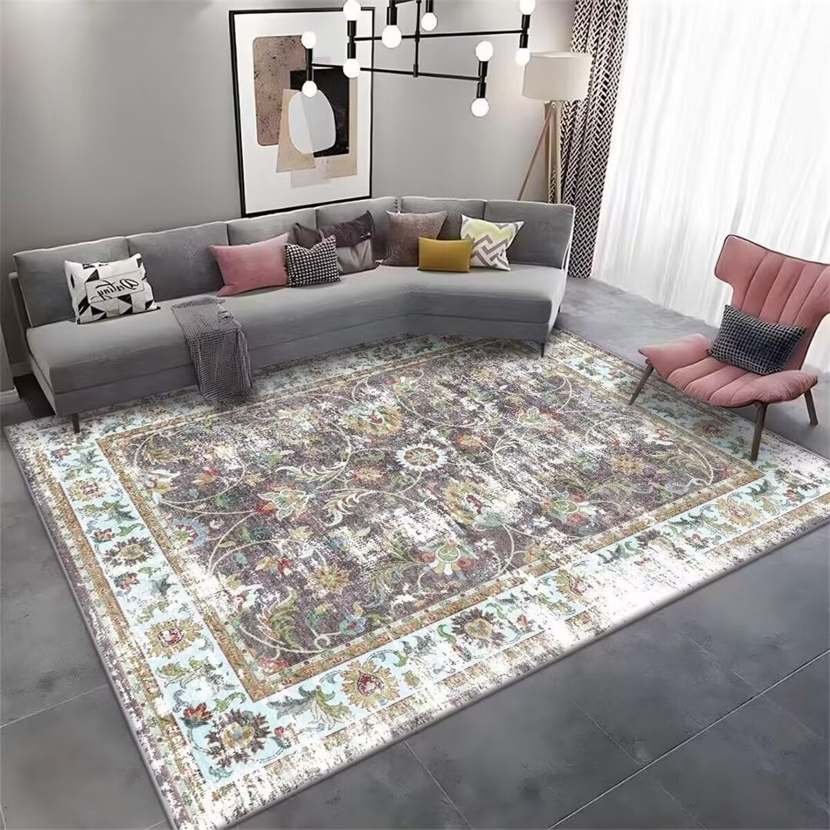 Tapis chambre bébé fille doux et insonorisant de 140x200cm