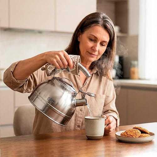 Miniatura 3 de GIPFEL INTERNATIONAL Hervidor de Té Silbante para Estufa - Tetera de Acero Inoxidable de Grado Alimentario para Estufa con Mango Ergonómico para