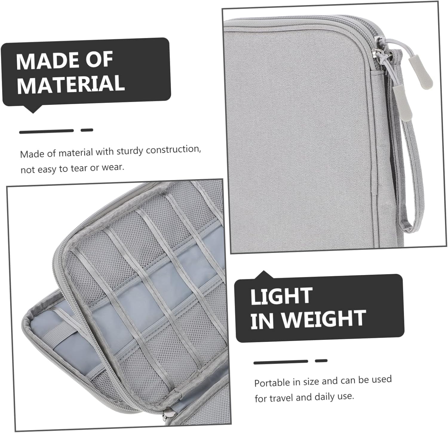 LALAFINA Travel Cable Organizer Bag Zipper Storage Case for Earphones Data Cables Hard Drives and Durable Design for Easy Access and Organization