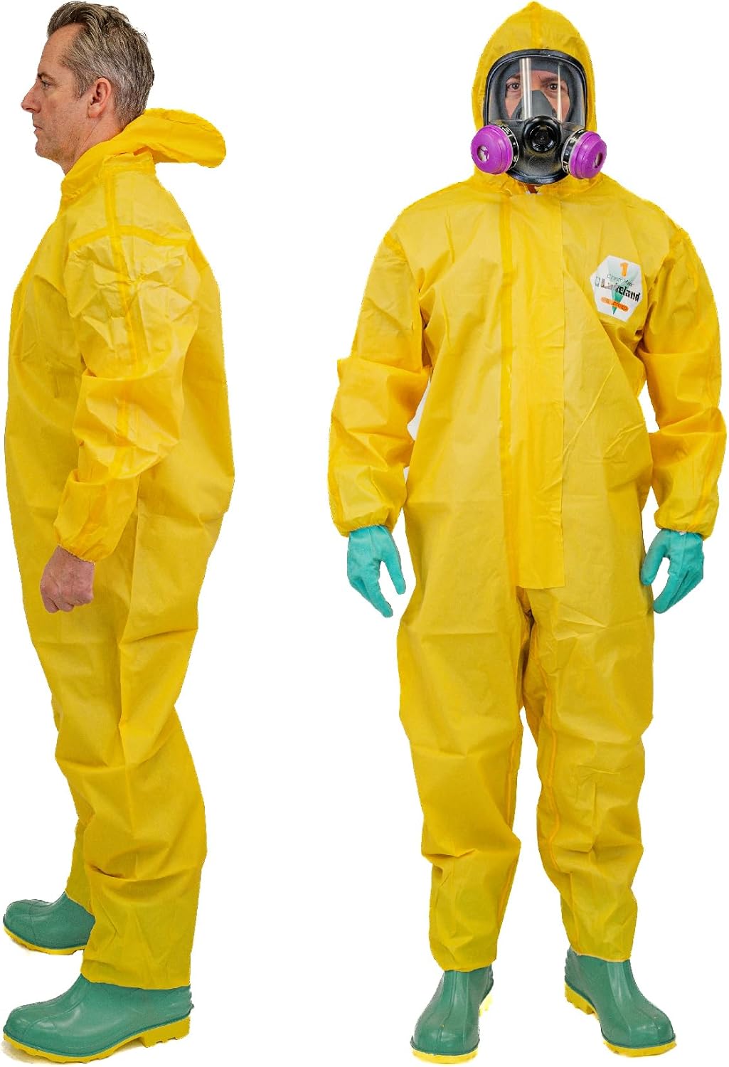 Lakeland ChemMax 1 Sealed Seam Disposable Coverall with Hood, Elastic Cuff, Yellow (Case of 6)