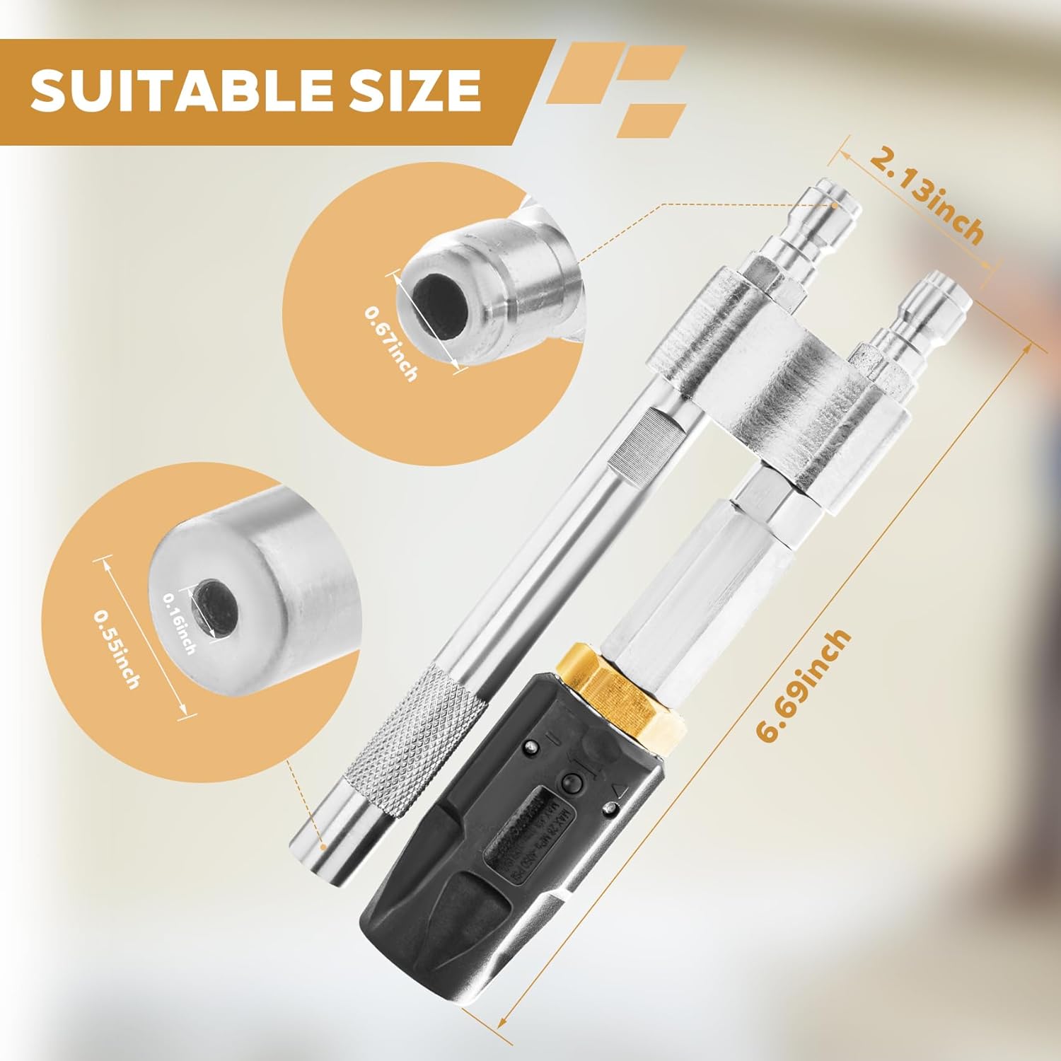 Shooter Tip M5 Twist Nozzle is Suitable for Long Range Soap Nozzle of 3-7GPM Pressure Washer, 2-in-1 Soft Wash Twist Nozzle with 0 to 60°Spray Mode and 1/4 "Quick Connection