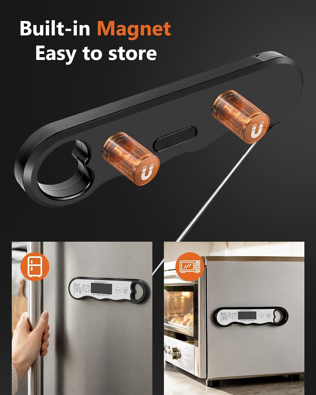 COOLMI Instant Read Meat Thermometer, 2-4 Sec, Waterproof, Rechargeable