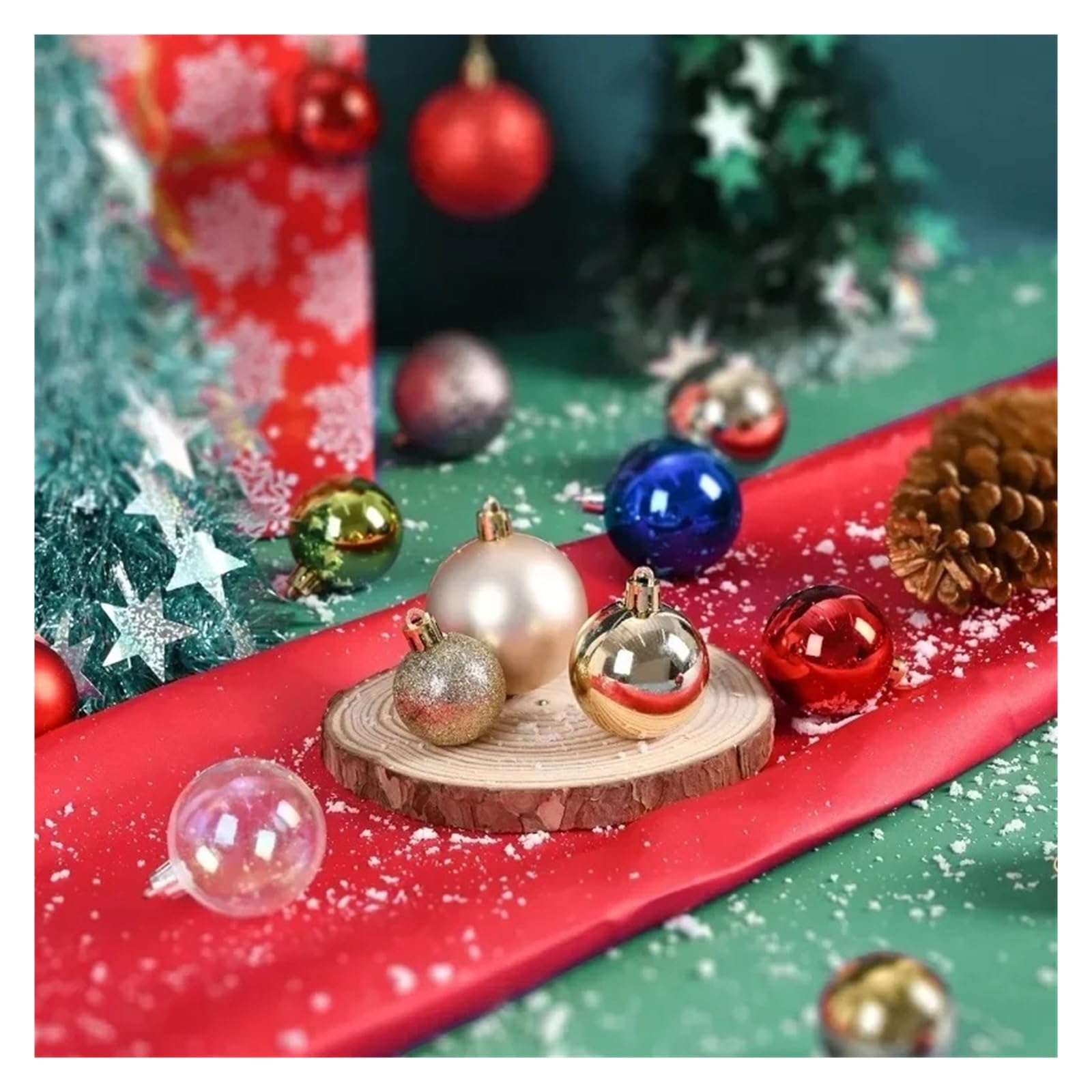 Bolas De Navidad 24 Uds 3/4/6CM Bolas de Navidad Bola Grande Adornos Colgantes for árbol for decoración Fiesta año Nuevo Accesorios Regalos Decoración(6CM,Red)