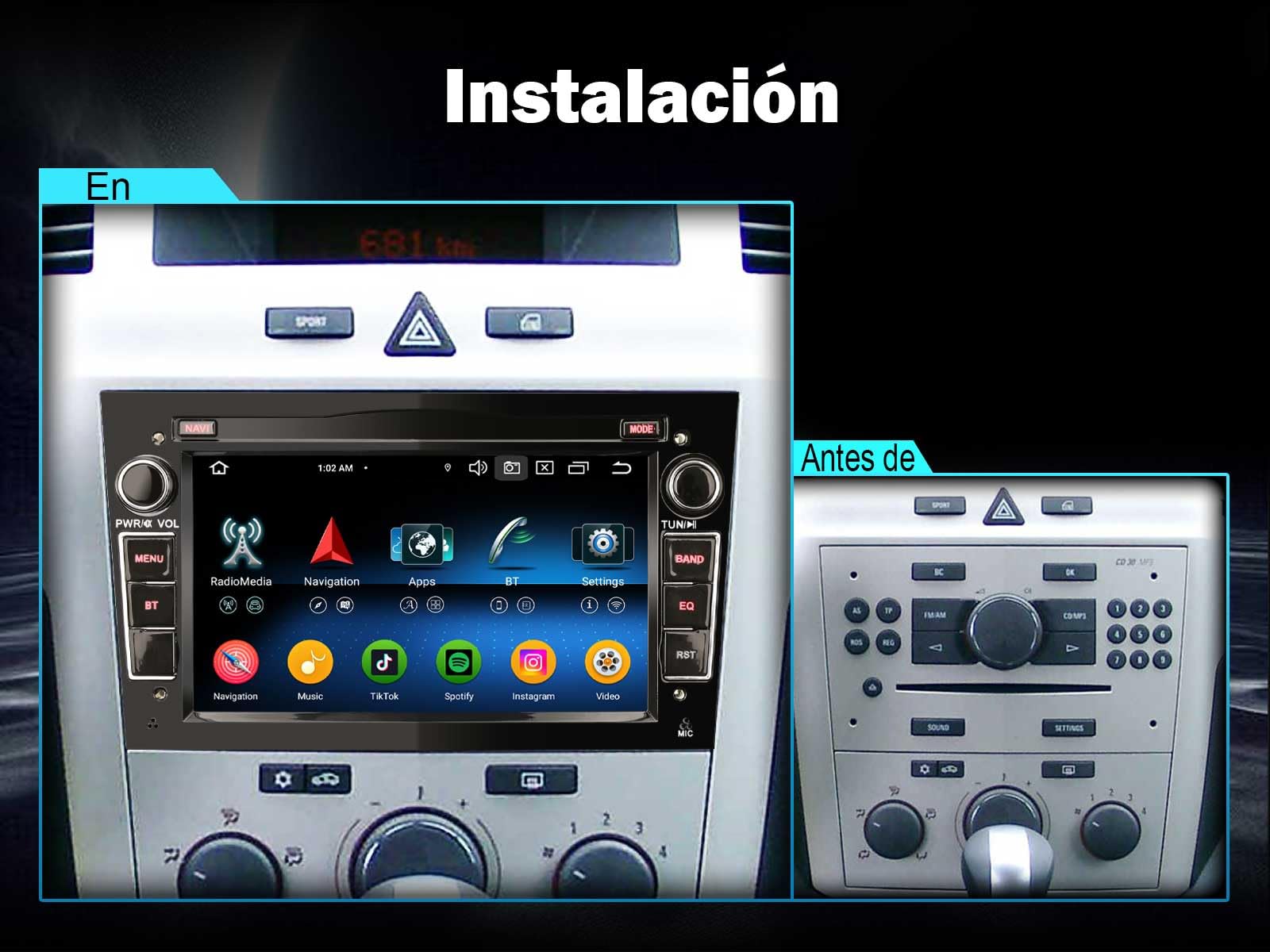 Erisin 8 núcleos 4GB+64GB Android 14 Radio Coche GPS Navegador para Opel Corsa C/D Meriva Zafira Antara Astra H Vectra 7 Pulgadas Pantalla táctil Support CarPlay Android Auto Dab+ WiFi DSP USB Canbus