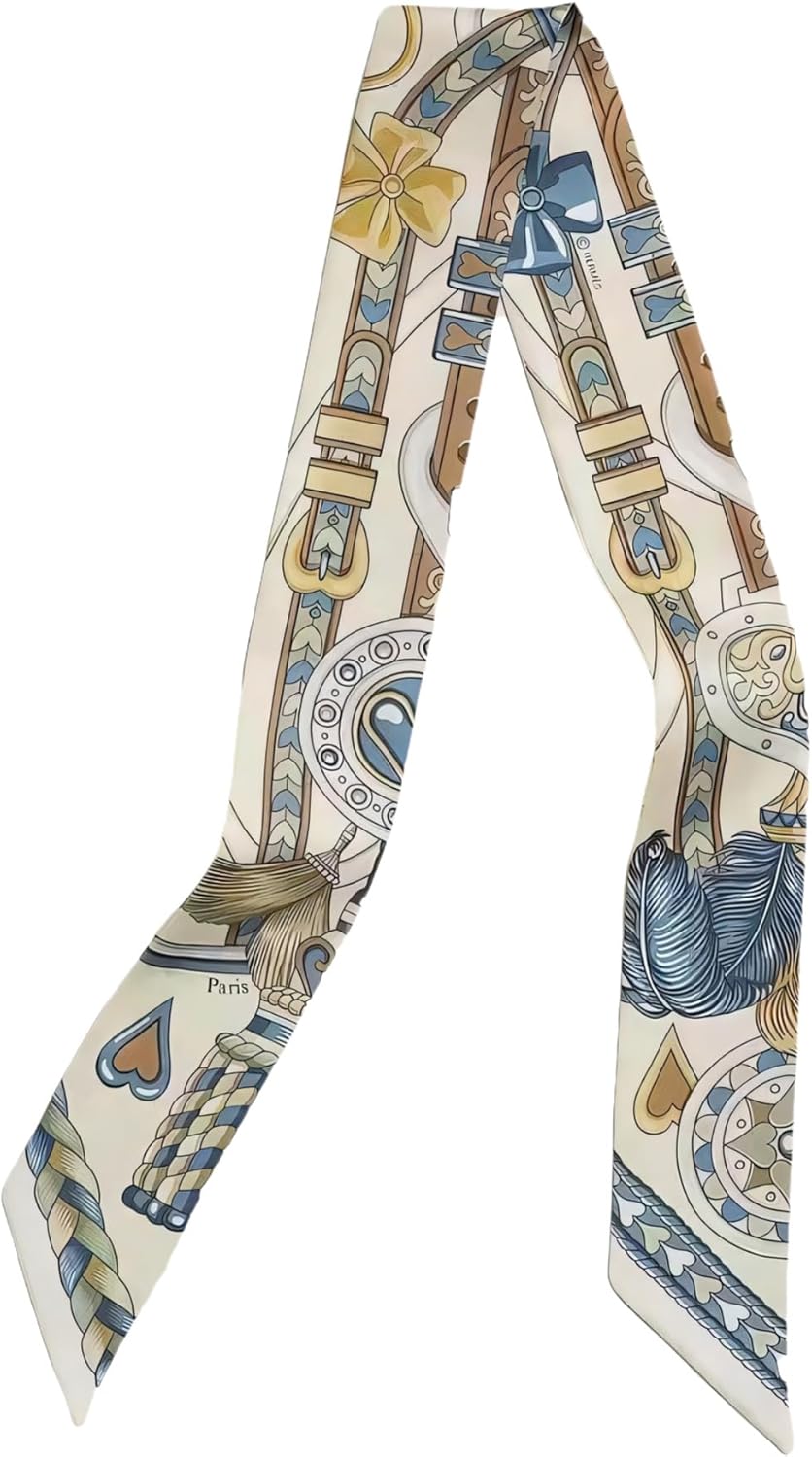 100% Mulberry Silk Scarf for Handbags,Bags, and Purses,1Pcs 2"x35" Hair Ribbon Skinny Neck Scarves for Women