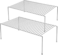 Vista 10 de Juego de 2 organizadores de estantes de gabinete de cocina, grandes (15.7 x 9.4 pulgadas), estantes de almacenamiento de despensa de alambre