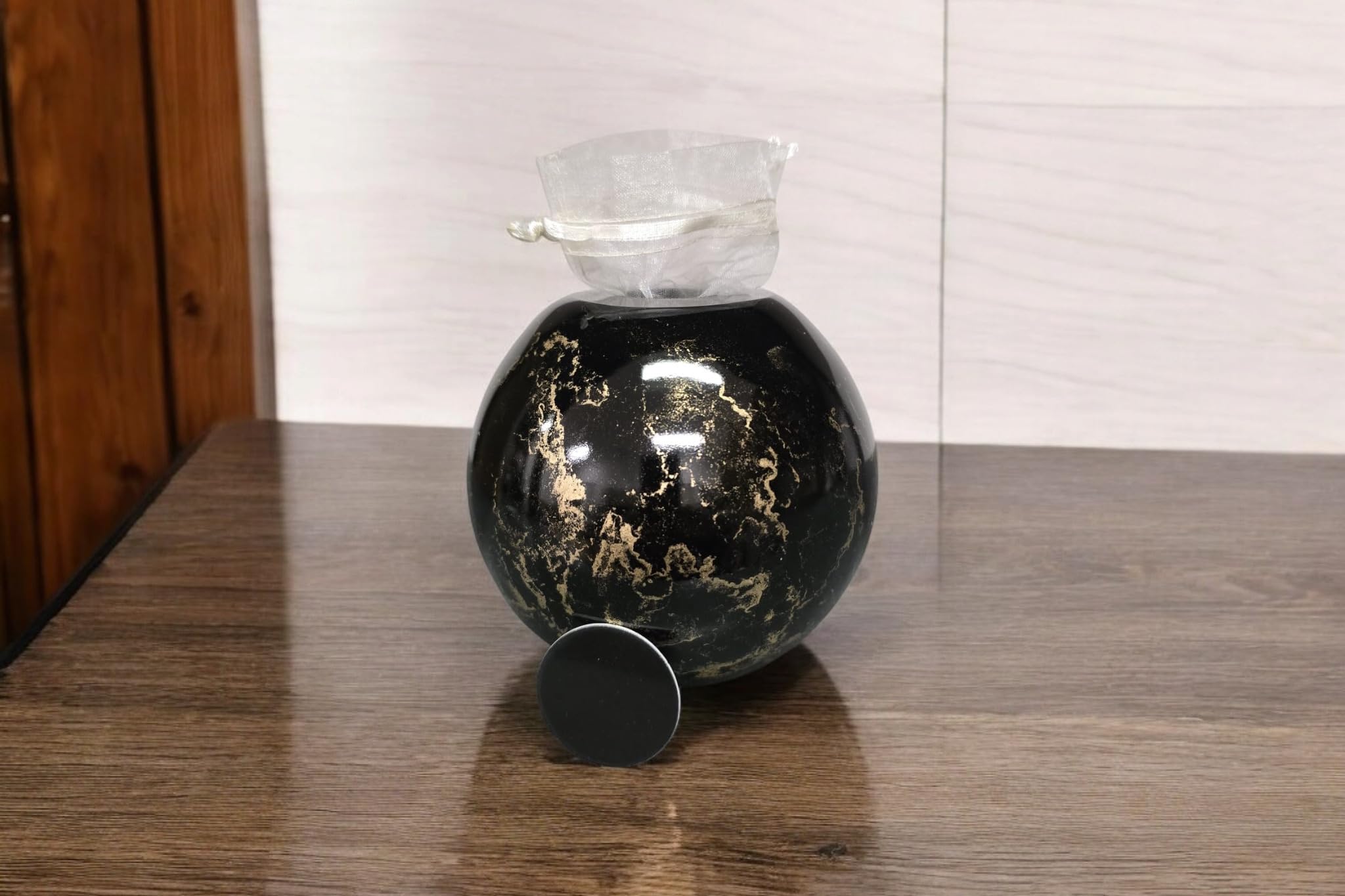 Urna per ceneri in vetro con portacandela - urna elegante per cane e gatto - 500 ml - nero oro