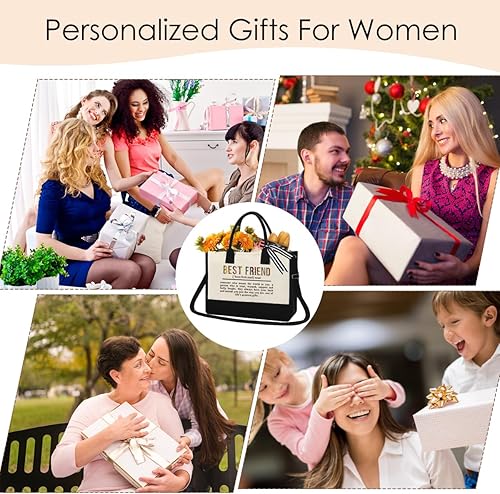 Miniatura 7 de Regalos para mejores amigas, mujeres, regalos para amigas para niñas, bolsa de lona con cremallera, regalos de cumpleaños para mujeres, bolsa de