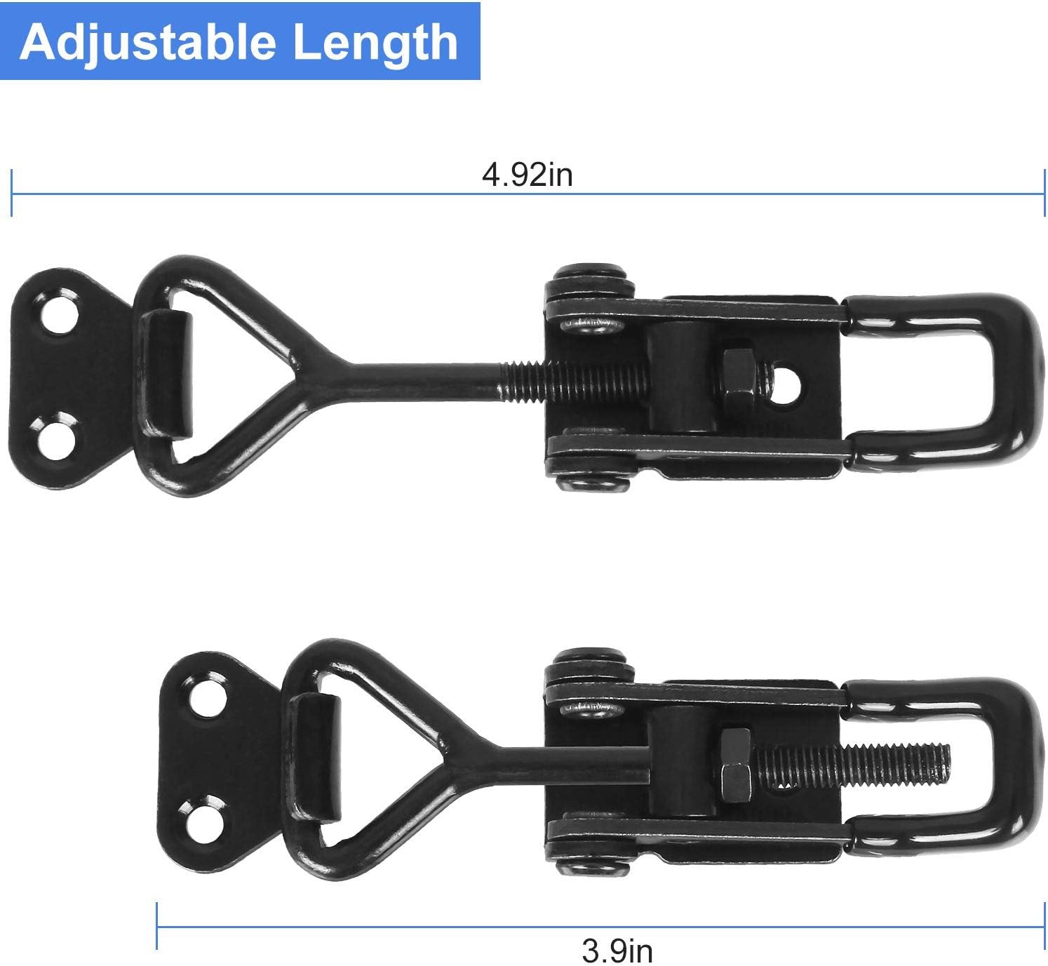 Black Toggle Latch Clamp, 6Pcs Heavy Duty Adjustable Toggle Clamp, 550lbs Holding Capacity Smoker Door Latch, Metal Pull Latch for Box, Gate, Cabinet, Case