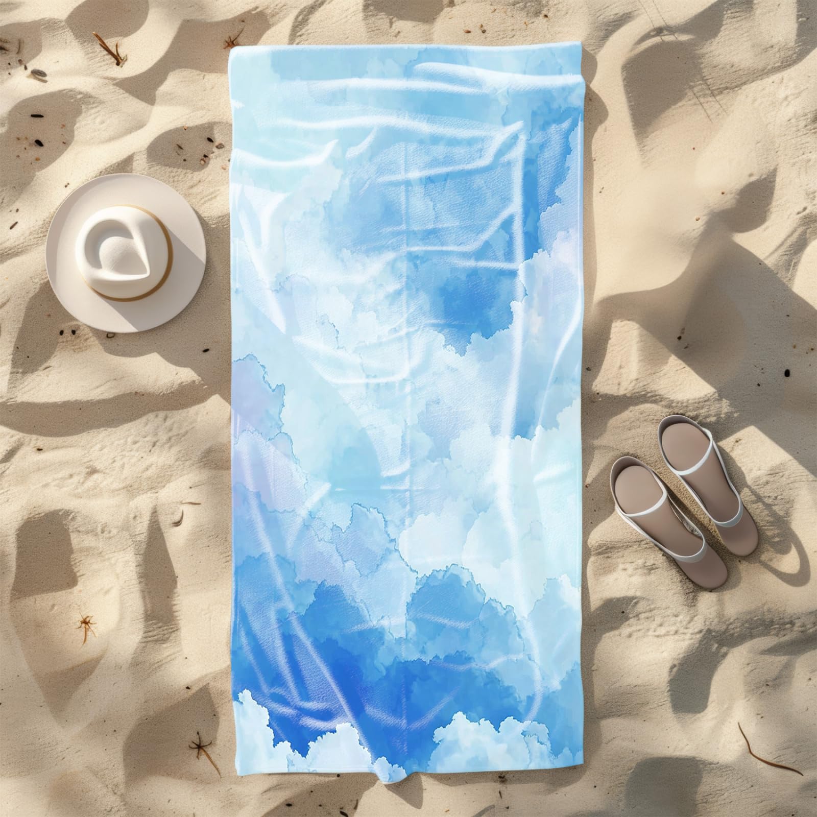 Générique Serviette de Plage XXL Modèle Bleu | Grande Taille Serviette de Plage et Douche Avec Elastique Microfibre Absorbante et Légère Sport Séchage Rapide