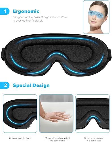 Miniatura 2 de Sleeping Mask,Women Men Sleeping Eye Mask,3D Contoured Cup Sleeping Mask & Blindfold,Concave Molded Nighttime Sleeping Masks,Adjustable