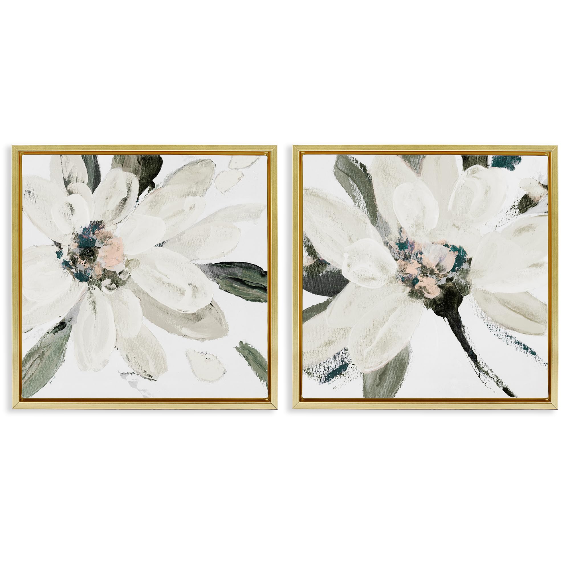 'Naturally Blooming White Flowers'| 2pc Floating Frame Art Set 2