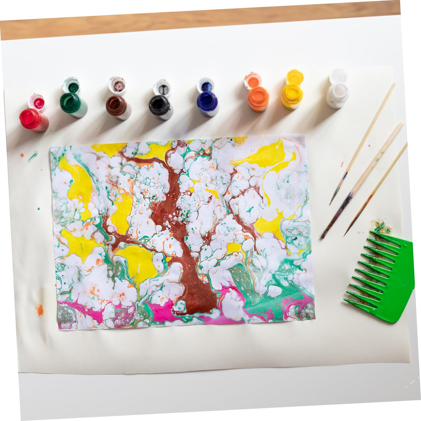 VILLCASE Marbling Paint Paper Sheets 50 Sheets Water Drawing Paper for Paper Marbling Kit Marbling Paper Bulletin Board Easel Marbling DIY Kit Art Table Tissue Paper Art Paper Coloring