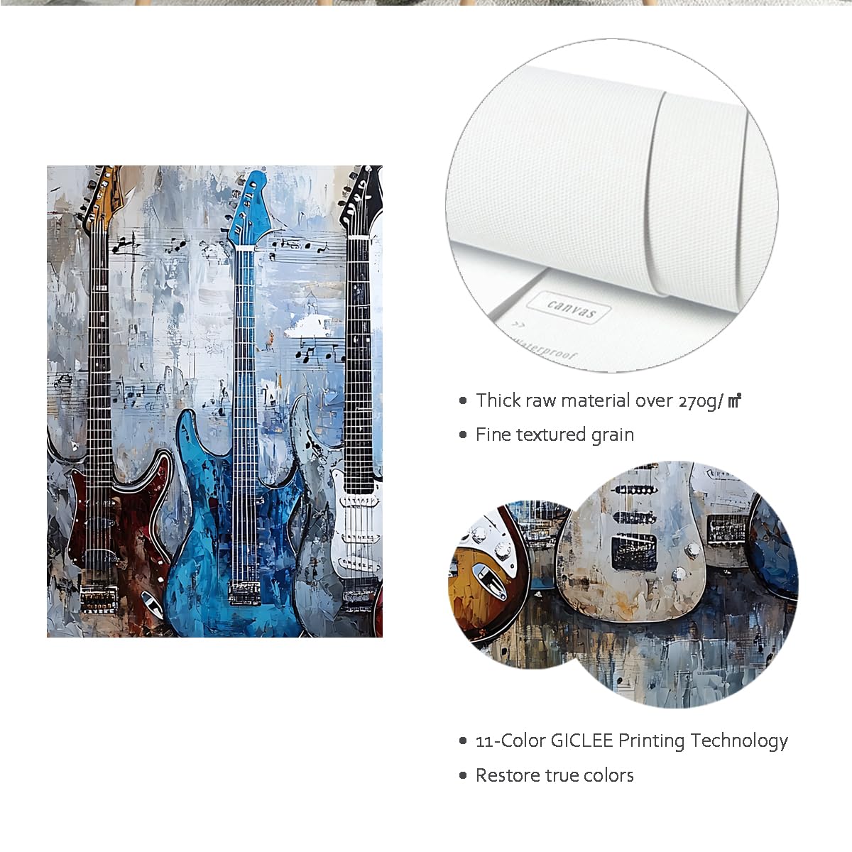 TOANGWALL Chitarra in stile graffiti tela Arte murale Stampe per amanti della musica Strumenti musicali retrò Poster pittura per Studio Studio Studio Sala Decorazione 40x60cm