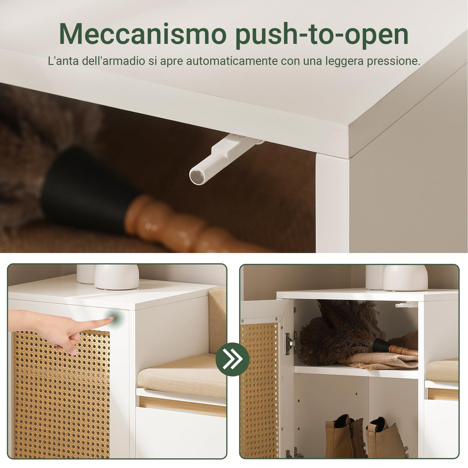 SoBuy Scarpiera Panca Ingresso con Seduta Imbottita – Panca Contenitore Salvaspazio con Ante a Reticolo – Porta Scarpe per Camera da Letto o Corridoio – Bianco 100x35x60cm, 150kg – FSR128-W