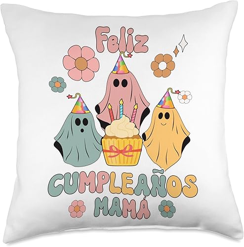 Regalos para Mujer Nacidas en Octubre Feliz Cumpleaños para Mamá-Nacidas en Octubre - Almohada de Halloween, 18 x 18 pulgadas, multicolor