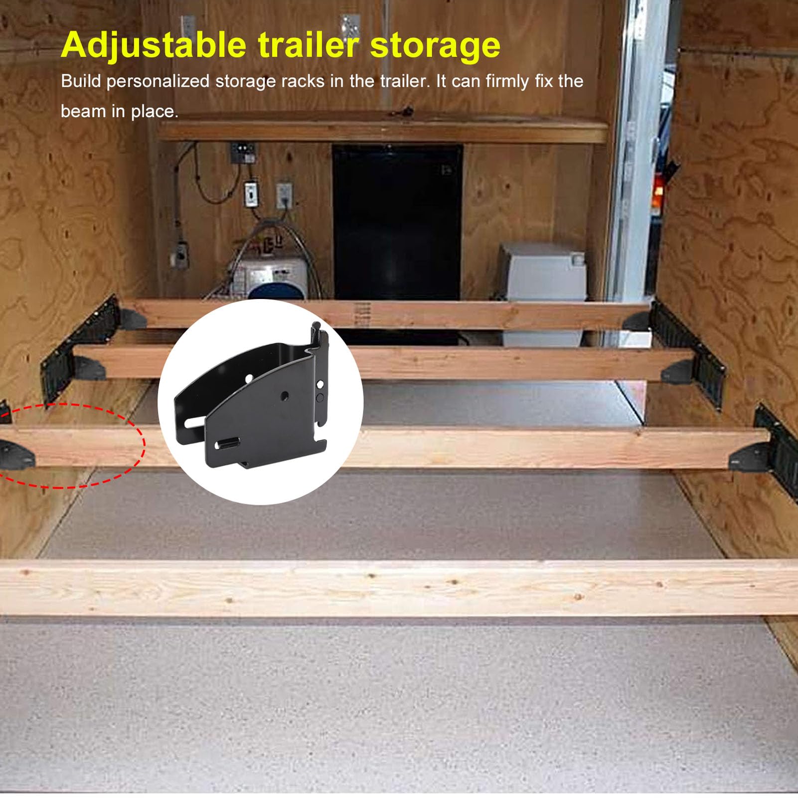 Asixxsix Embouts de rails E-Track pour poutres en bois, lot de 4. Accessoires réglables pour rails E-Track : installation facile. Accessoires pour remorques fermées. (Électrophorèse, noir)