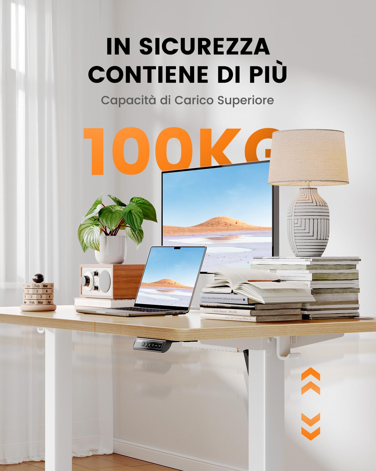 ErGear Scrivania elettrica regolabile in altezza, 140 x 80 cm, portata 100 kg, con motore senza spazzole avanzato, funzione silenziosa, robusto telaio in metallo