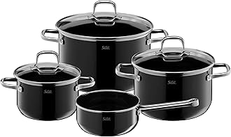 Elegance Line Topfset Induktion Saucepans with Glass lid, Induction pots, uncoated, 18/8 stainless steel