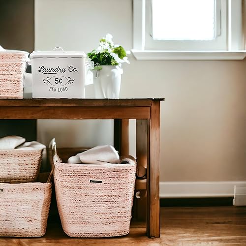 Vista 12 de AuldHome Design Enamelware - Contenedor de polvo para ropa sucia (negro), contenedor de detergente esmaltado con cuchara