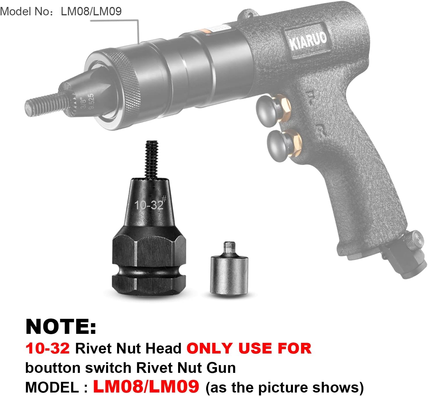 10-32 Self-Locking Rivet Nut Gun Head(1pc) use for LM08/LM09 Rivet Nut Gun