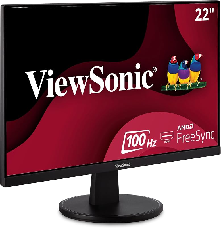 ViewSonic VA2247-MH 22 Inch 1080p Monitor, 100Hz Refresh Rate with FreeSync for Smooth Workflows, Ultra-Thin Bezels, HDMI, and VGA Inputs