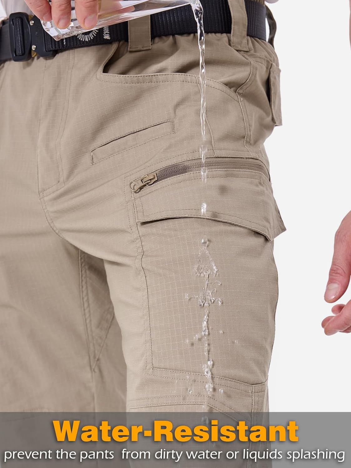 CARWORNIC Men's Stretch Ripstop Tactical Pants Lightweight Water-Resistant Flex Hiking Cargo Work Pants with 11 Pockets - Image 4