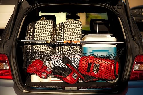 Vista 9 de KEEPER Ratcheting Cargo Bar - Rubber, Black/Silver, Adjustable from 40"-70" - Comes with 60” x 24” Storage Net (5060), For Truck