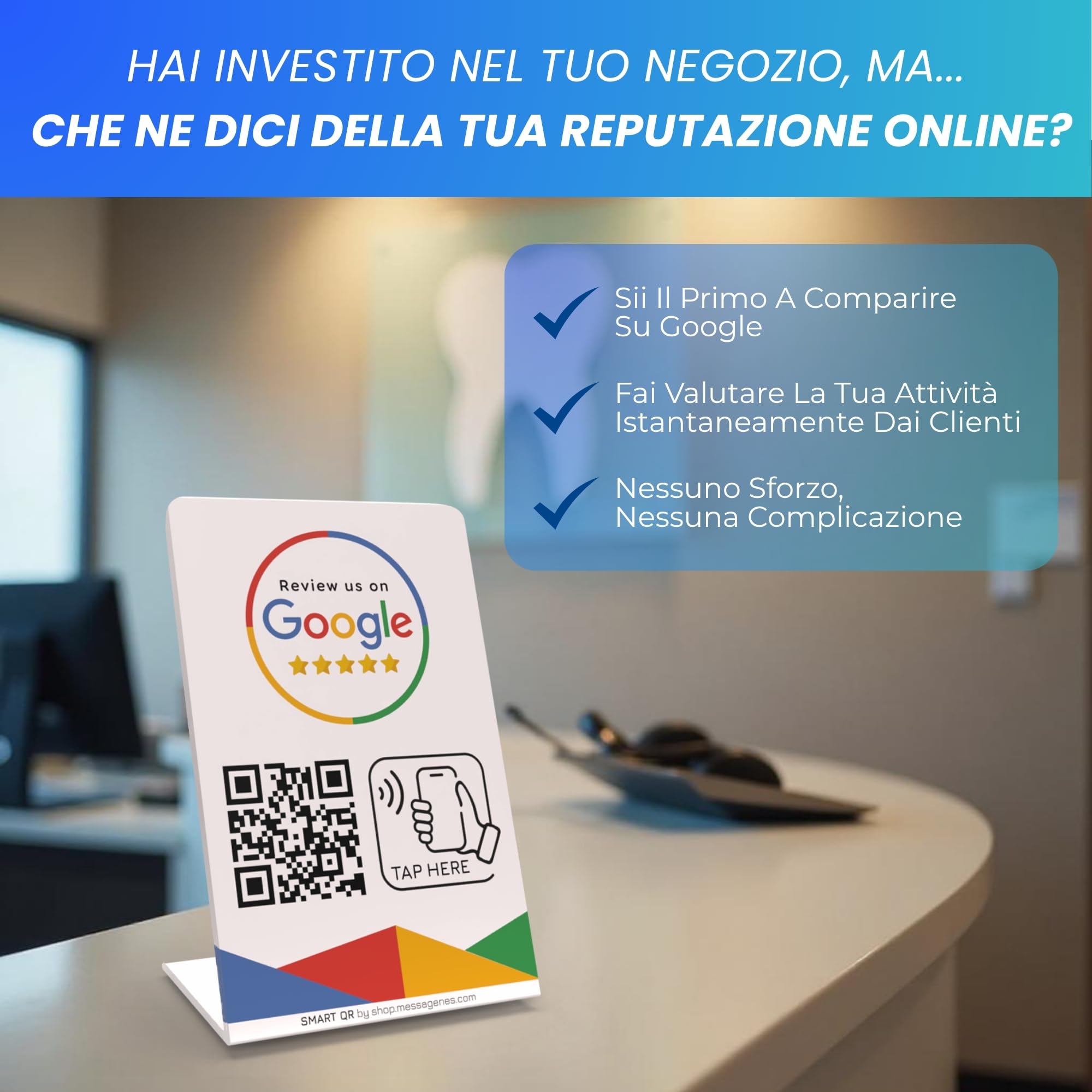 MESSAGENES Review - Supporto per rubinetto, 3 supporti NFC+QR, compatibile iPhone e Android, aumenta visibilità e posizionamento su Google