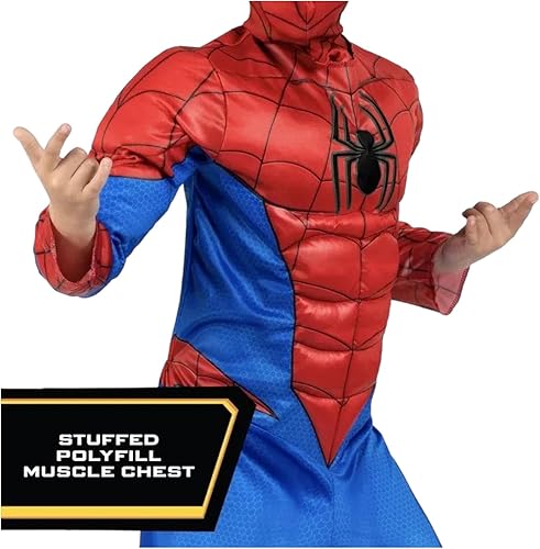 Miniatura 2 de Jazwares SPIDER-MAN - Disfraz unisex de Marvel para niños, disfraz de Halloween con overol acolchado y máscara de tela