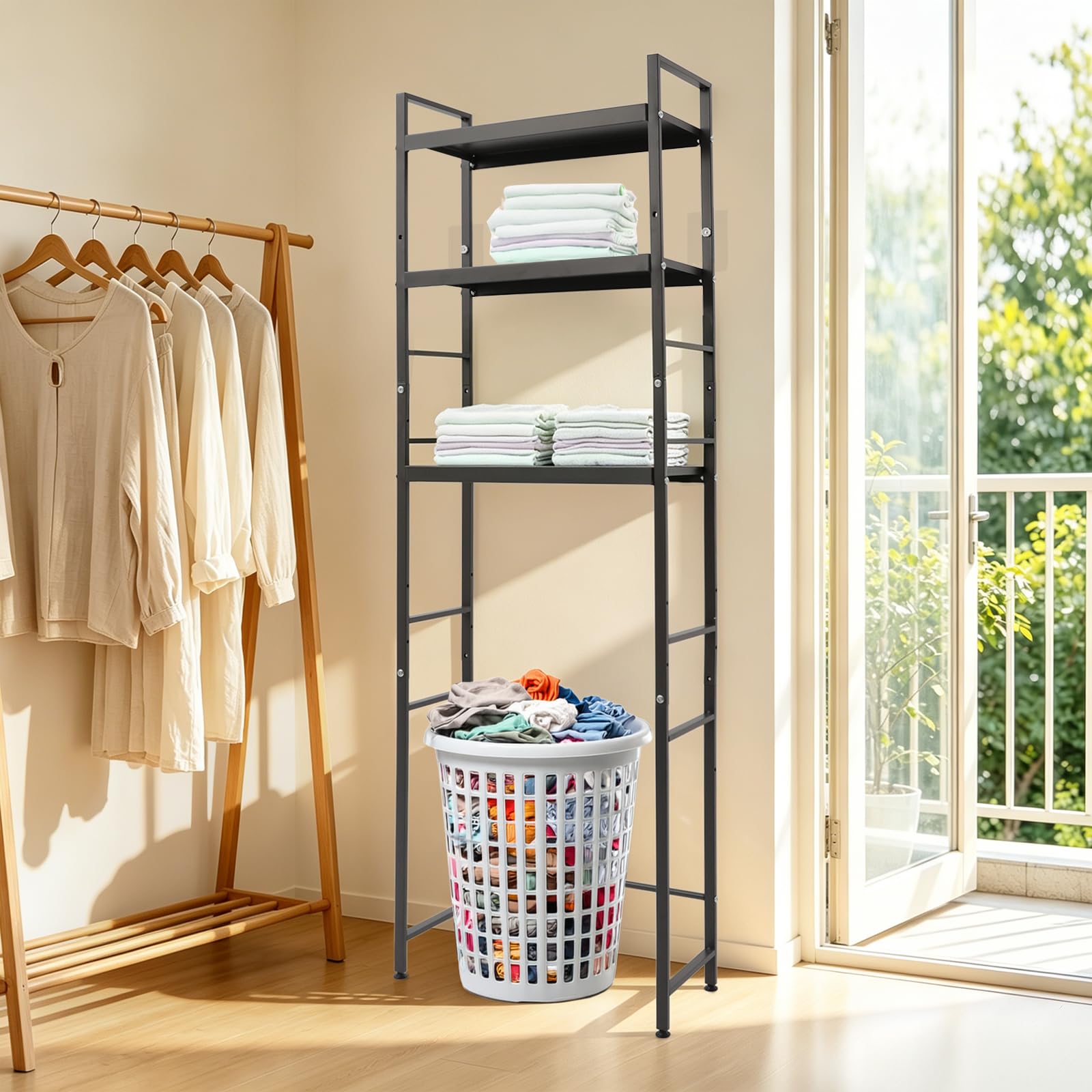 Scaffale per WC a 3 livelli, autoportante, organizer da bagno, regolabile