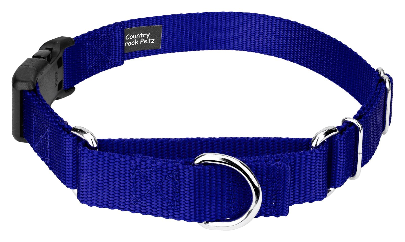 Martingale Dog Collar — Heavy Duty Nylon Adjustable, Bright Royal Blue