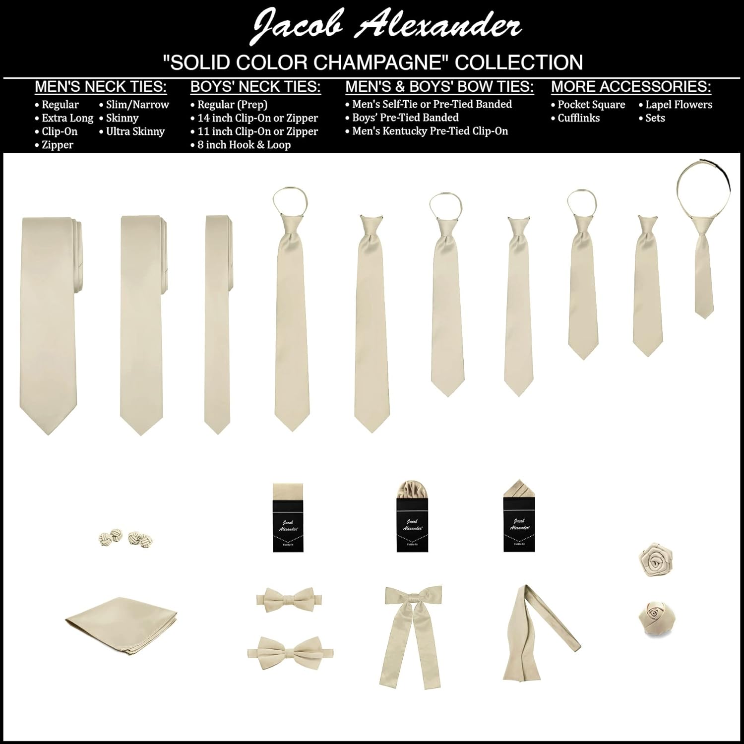 Jacob Alexander Solid Color Men's Regular Tie Champagne