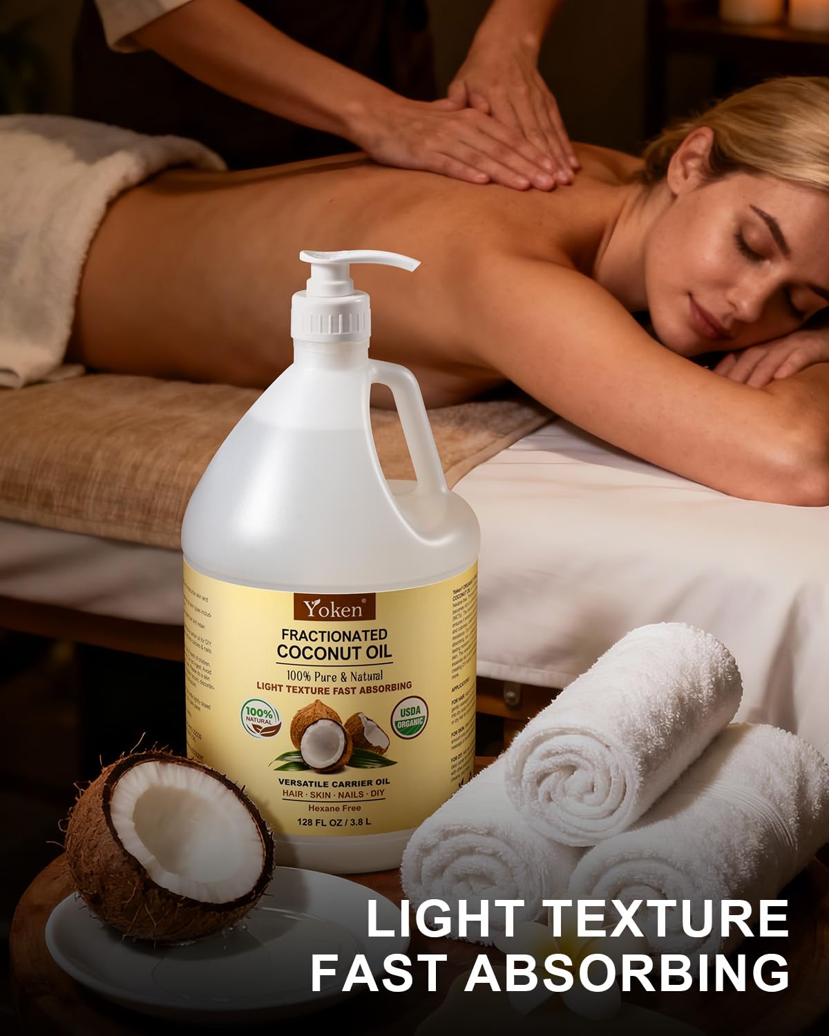 Yoken Organic Fractionated Coconut Oil Liquid Carrier & Body Oil
