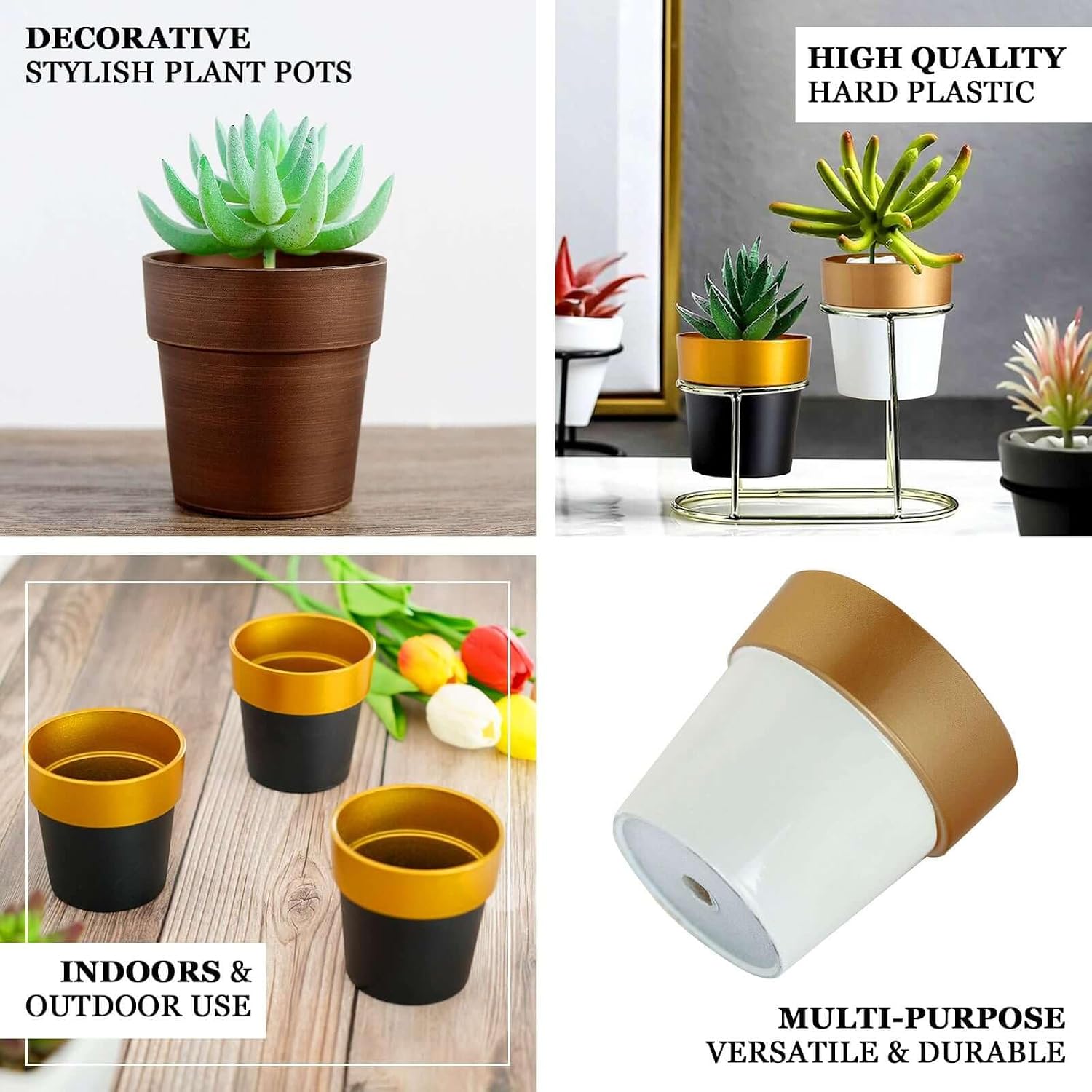 Efavormart 3 Packs | 3" Rustic Brown Succulent Pots, Indoor Outdoor Small Planters Décor