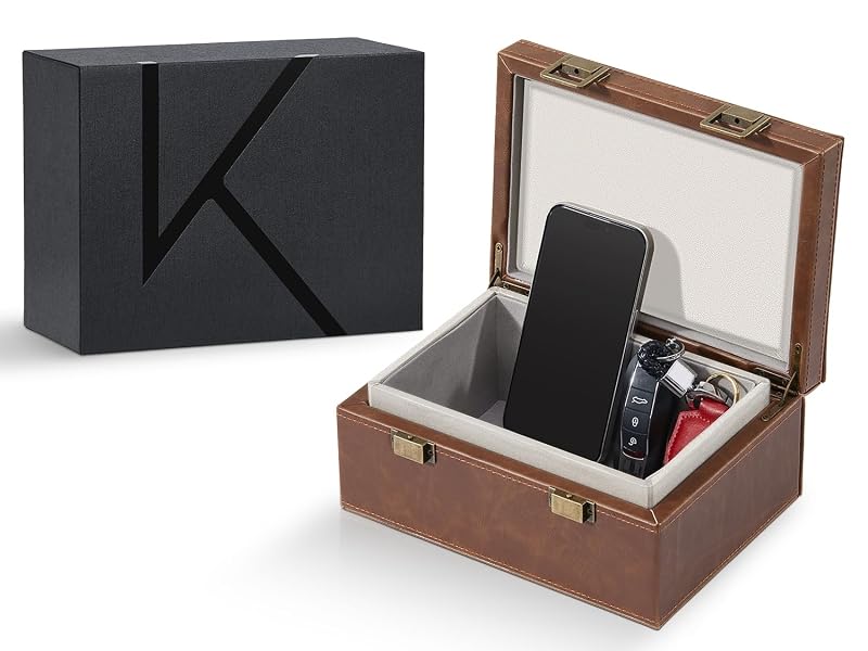 Caixa Faraday KENARK KK6 PLUS para Chaves, Armazenamento com Blindagem de Sinais, Marrom