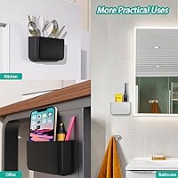 Vista 7 de Magnetic Remote Control Holder Wall Mount, 2 Pack TV Remote Holder Wall Mount, Magnetic Pen Holders for Refrigerator, Whiteboard Marker, Locker Negro