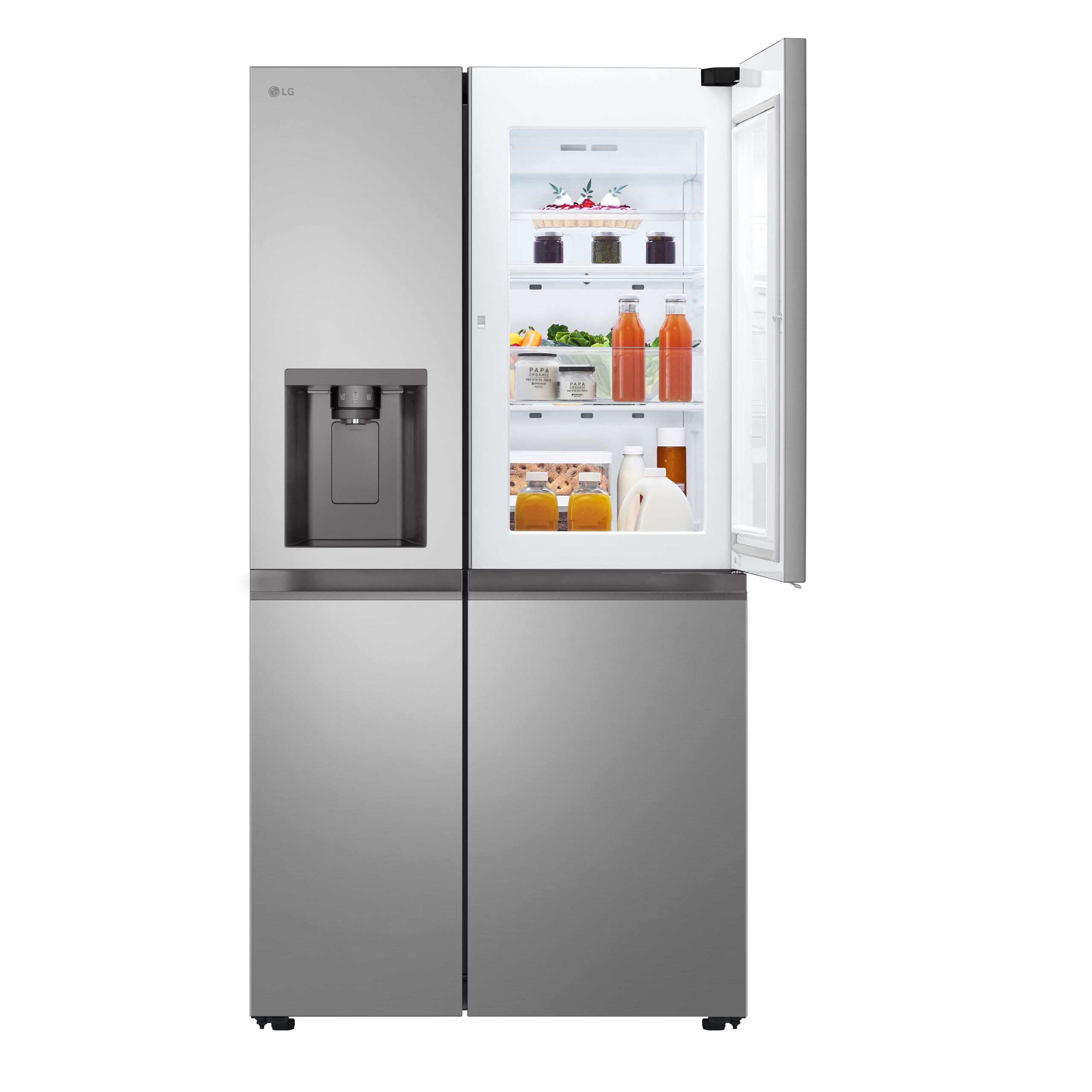 LG GSJC41PYPE - Frigorifero Side by Side, serie 400, Instaview Door-In-Door, senza presa d'acqua, Classificazione E, 641 L, Inox Anti impronte