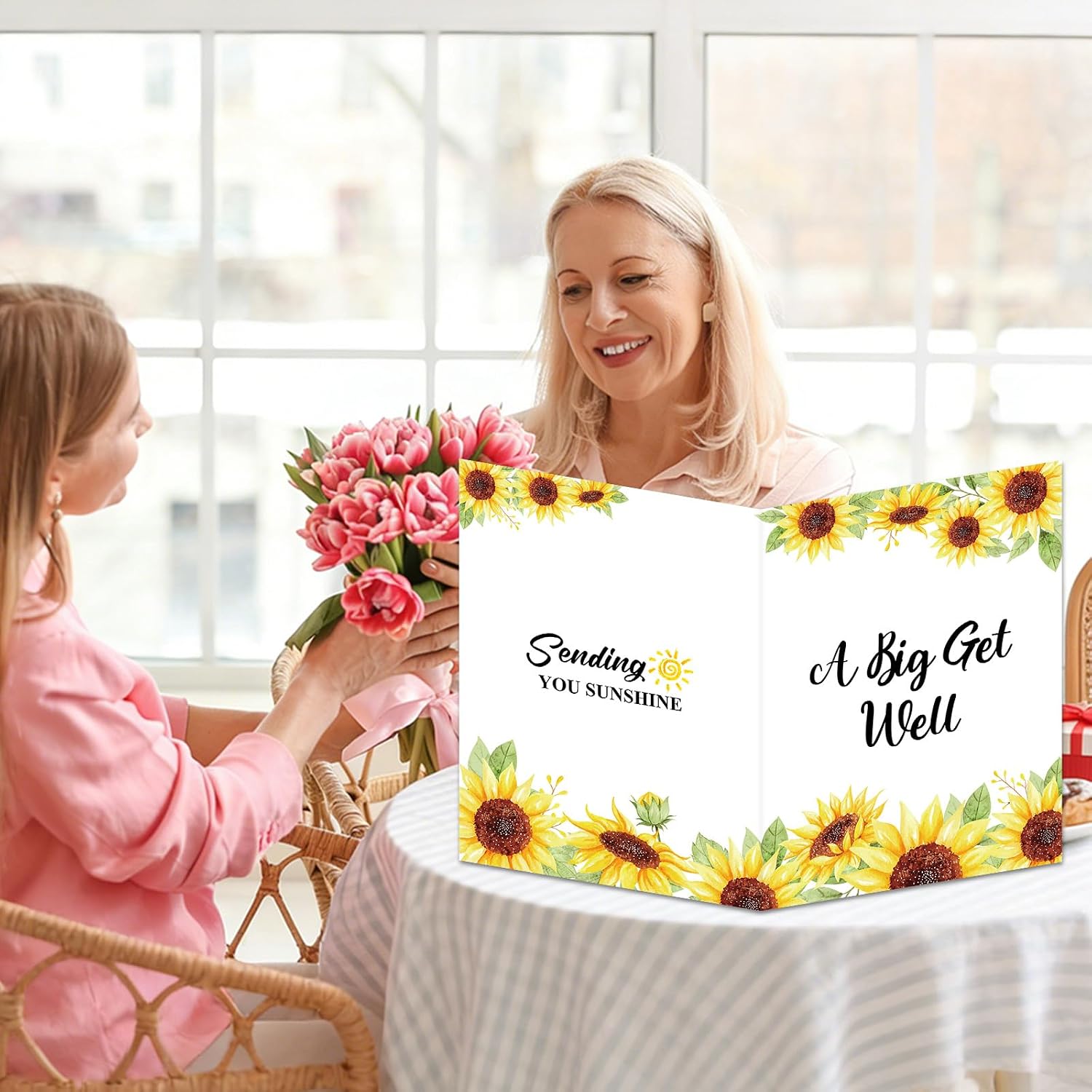 Jumbo Get Well Card Sunflower Giant Get Well Soon Cards from Group Big Shaped Huge Greeting Card Large Thinking of You Big Wishes Gift Extra Large for Men Women Coworkers Friends 14 x 22 inch