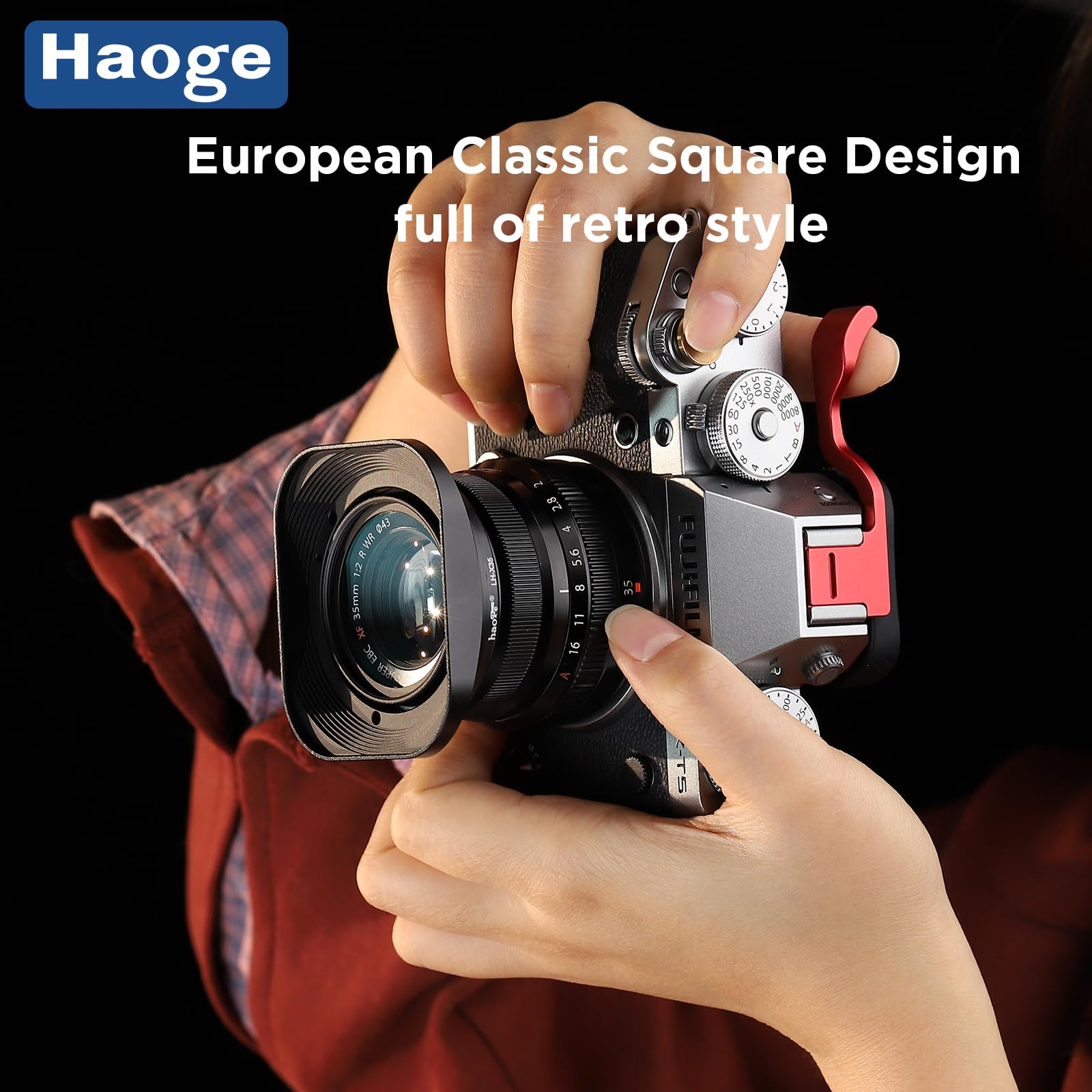 Haoge Lh-X35 Bayonet Square Metal Lens Hood For Fujifilm Fuji