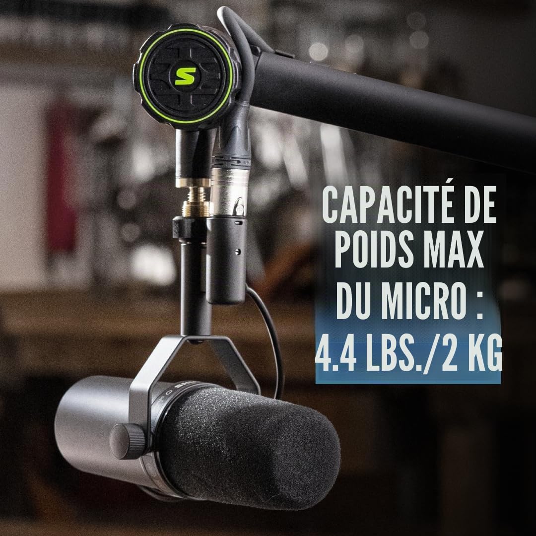 Shure by Gator Broadcast Desk Series ; Support de microphone à bras articulé monté sur bureau Shure ; (SH-BROADCAST1)