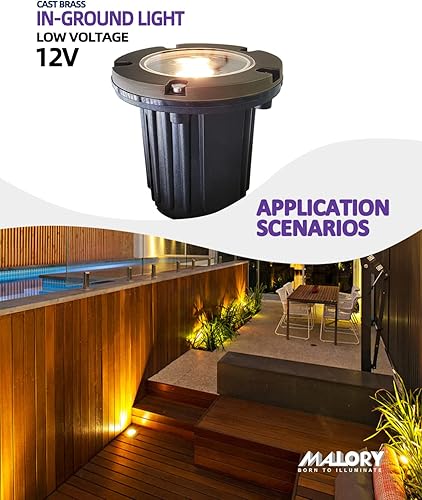 Miniatura 3 de MALORY Luces de paisaje de bajo voltaje, (4.6 pulgadas de alto), cubierta superior de latón de 12 V para exteriores, luces LED para paisaje, camino,