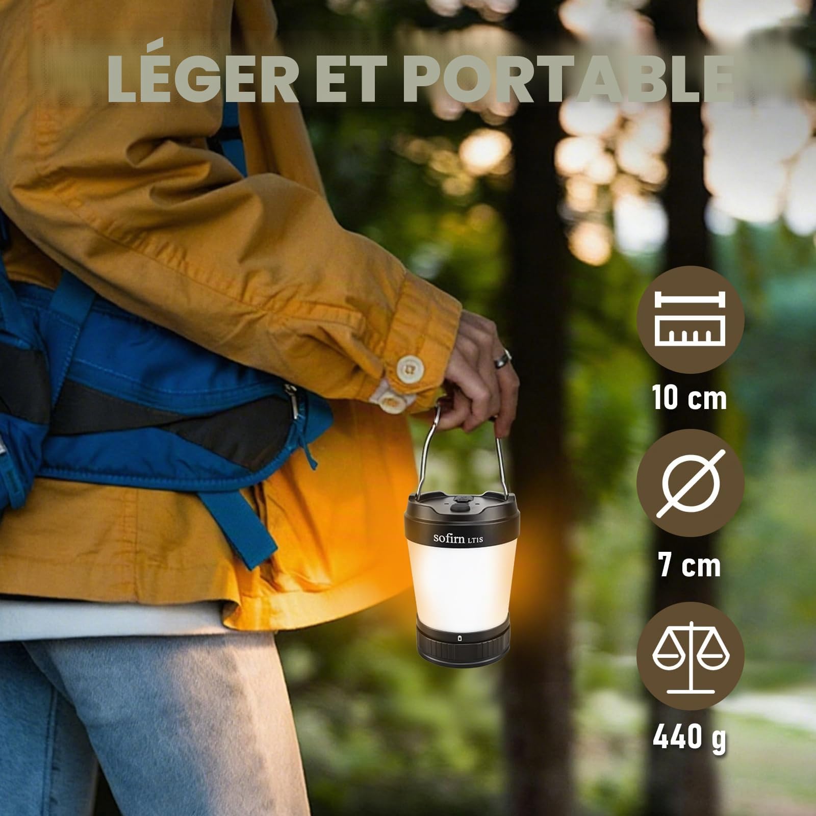 Sofirn LT1S Lampe de camping à intensité variable en continu, 2700 K-6500 K, lampe de camping rechargeable USB-C, mode lumière rouge SOS, jusqu'à 500 h d'autonomie, lampe de tente étanche IPX8 pour