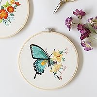 Vista 5 de Bonroy Juego de 4 juegos de bordado para principiantes, manualidades de arte, fácil costura, incluye ropa de bordado, patrón, aro de bordado, manual