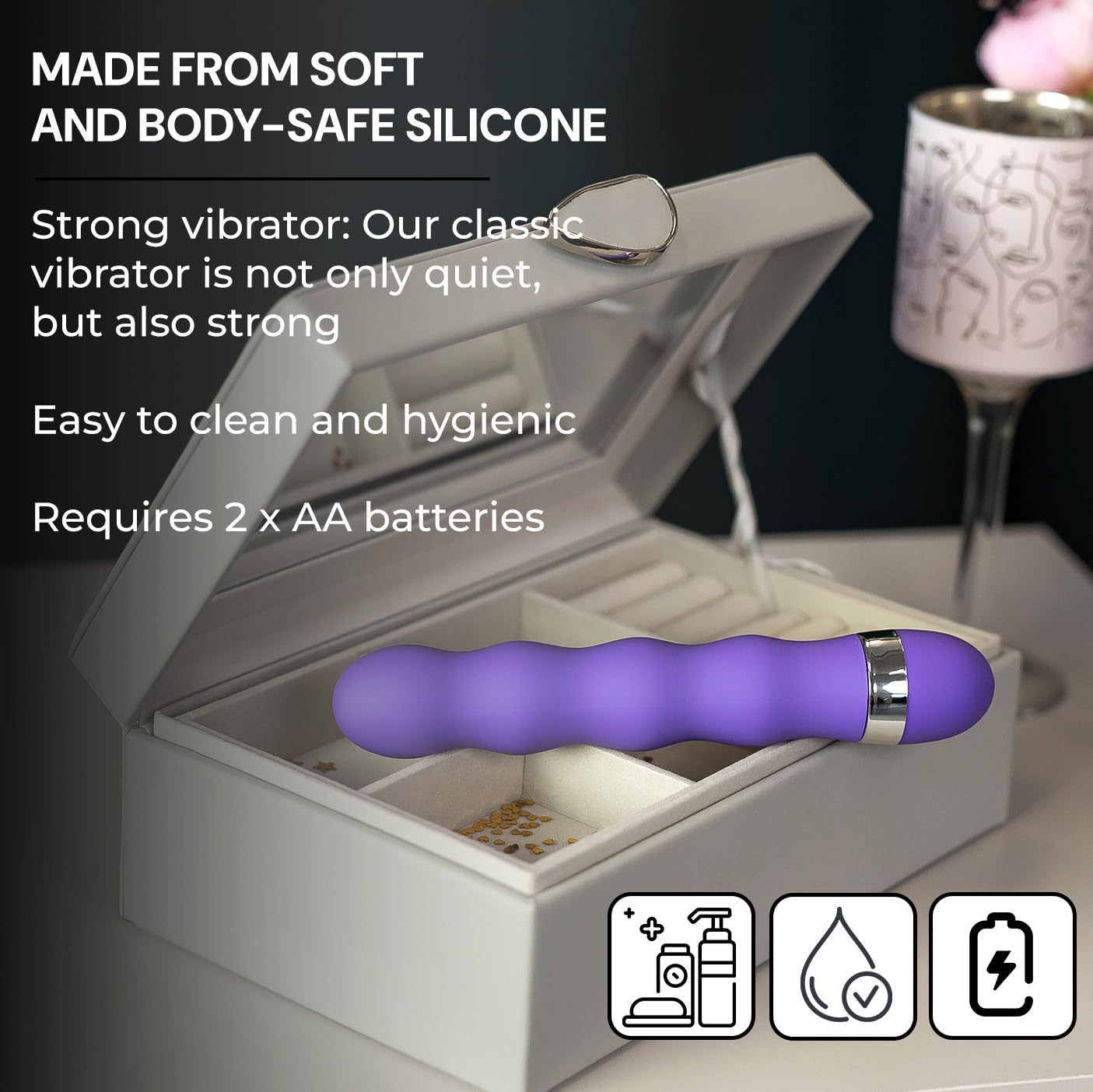 FOPS Vibratore Classico Viola per Donna Multivelocità Regolabile 18cm ⌀3cm Silicone Impermeabile Vibrante Silenzioso Sex Toy per Singolo Coppia W108-2