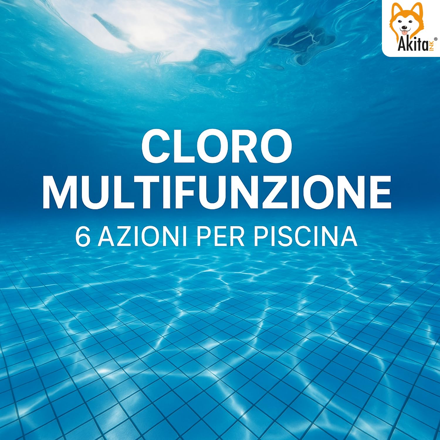 Akitaink Triplex Multiazione Pastiglie Cloro 3 in 1 per Piscina | Azione Lenta | Disinfettante, Antialghe e Flocculante | Secchio da 5 KG