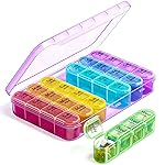 Odaro Weekly Pill Organizer 4 Times a Day, Daily Pill Box 7 Day, Large Travel Pill Case with 28 Compartment to Hold Medicine, Vitamin and Supplement - Purple Case