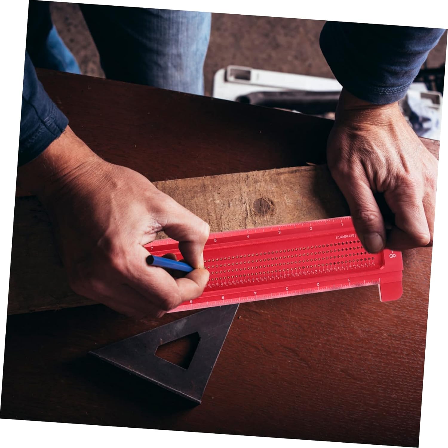 POPETPOP Marking Gauge Woodworking Tool Straight Edge Hole Positioning Gauge Precision Ruler