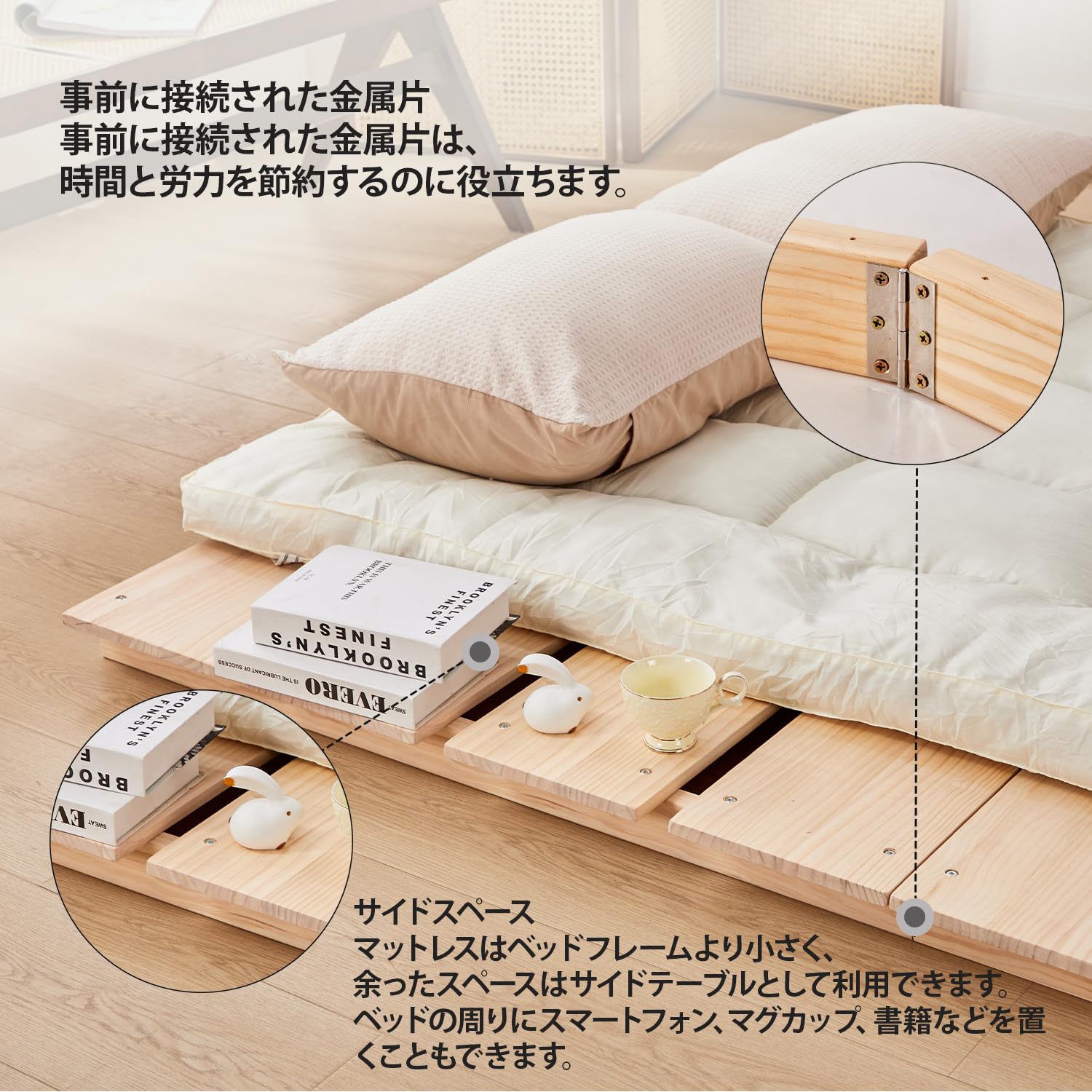 Amazon｜Verbose ダブルベッドフレーム すのこベッド ロータイプ 